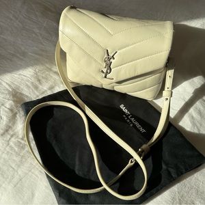 Saint Laurent Toy Lou Lou, Cream with Silver Hardware